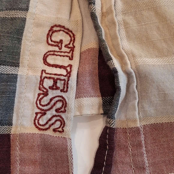 VTG Guess Women's Maroon & White Plaid Western Button Down Shirt Size XL - Picture 14 of 15